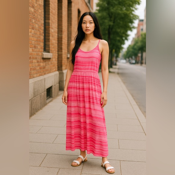 Fourteenth Place Pink Striped Maxi Dress - Size M - Picture 2 of 4